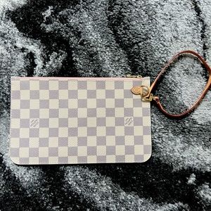 BRAND NEW Louis Vuitton Damier Azur Neverfull MM GM Pochette Rose Baller…
